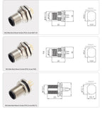 M12 Sensor Waterproof Circular Connector Panel Mount Bulkhead Installation Metal Male Female PCB Socket 2 3 4 5 6 8 12 17pin
