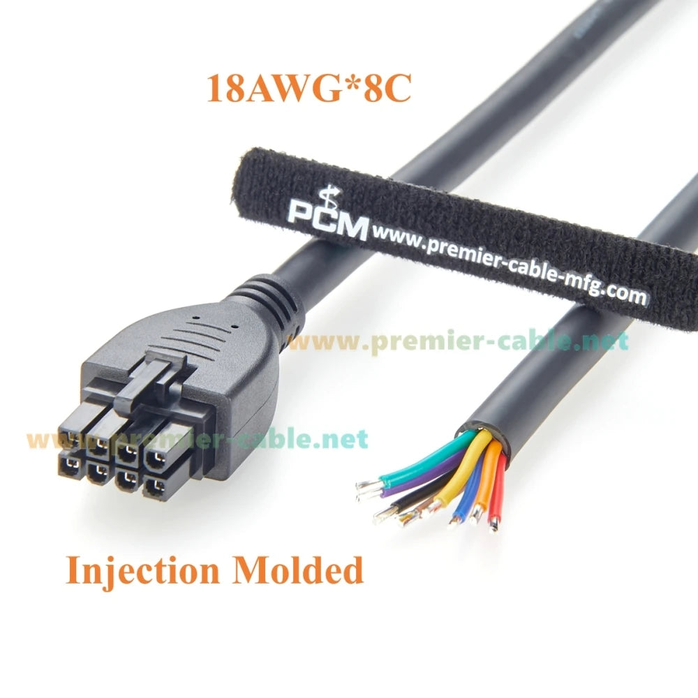 Mini-Fit Jr. 4.2mm 8Pin Female Receptacle to Open End Cable Dual Row 8 Circuits Power & Signal Cable Compatible Molex 39-01-2080
