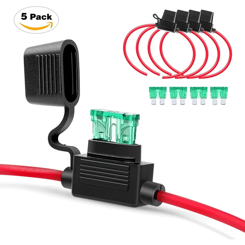 Nilight 120PCS Standard Blade Fuse Kit, ATC/ATO Automotive Fuse Assortment (5A-30A) with 5PCS 12AWG Inline Fuse Holders for Car, Truck, RV, Boat & Motorcycle