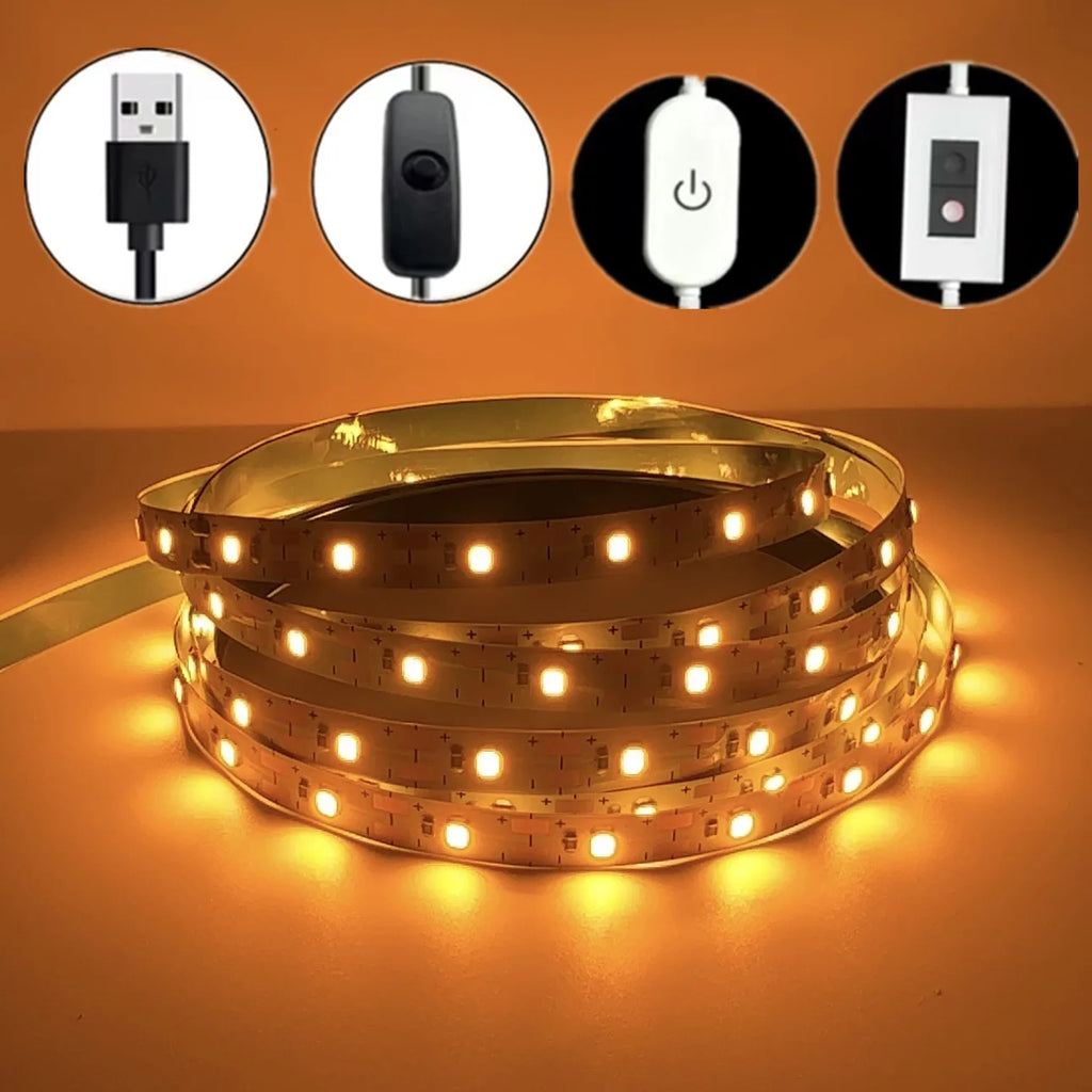 5V USB Led Strip Light SMD 2835 50CM 1M 2M 4M 5M White/Warm White/Red/Blue/Green IP21 Flexible Lighting Ribbon Tape Backlight