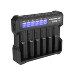 MC6C 6-Slot Independent Charger LCD Display for Li-ion Ni-MH USB-C Input 0V for 21700 18650 Li Battery AA AAA Battery Activation