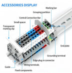 UK2.5B DIN Rail Terminal Block, 2.5mm² Screw Connection Wire Connector for Electrical Panel Wiring 20/50/100PCS