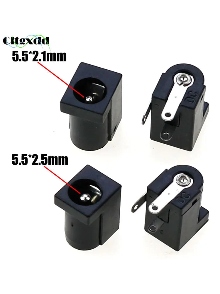 Cltgxdd 10/20/50/100pcs DC Power Jack Female Socket Connector DC005 5.5*2.1mm 5.5x2.5mm 3Pin Right Angle PCB Mount Terminal