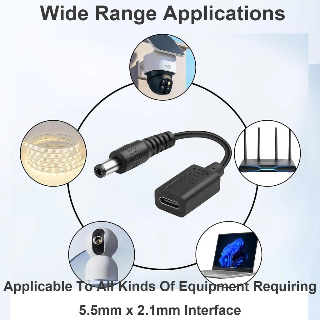 1pc USB Type C to DC 5.5mm X 2.1mm PD Trigger Power Charging Adapter Cable 20V 5A 100W 19-20V Laptop Drill Battery Router CCTV