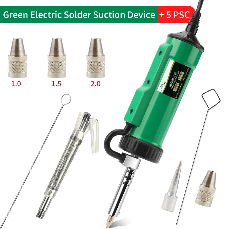 LUXIANZI 220V 50Hz Electric Suction Gun Vacuum Solder Sucker Tin Soldering Iron Desolder Pump Repair Welding Tools with Nozzle