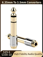 3.5 To 6.35 Audio Adapter 6.5mm To 3.5mm Jack Converters Male Female Connector Headphone Plug 6.3mm 6.5mm Consumer Electronics
