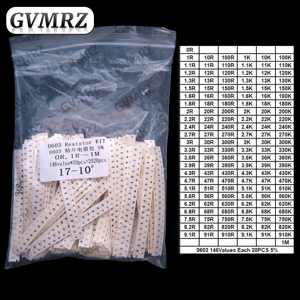170/146/60Values 1K-5K 0603 0805 0402 1206 SMD resistor sop 1% Each 50PCS Each 25PCS 1k 2k 3k 4k 5k