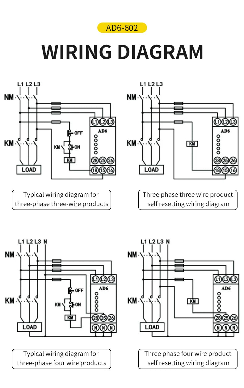 Three-Phase Voltage Phase Sequence Multifunctional Protector Relay 2NO2NC 200-500VAC Automatic Reset