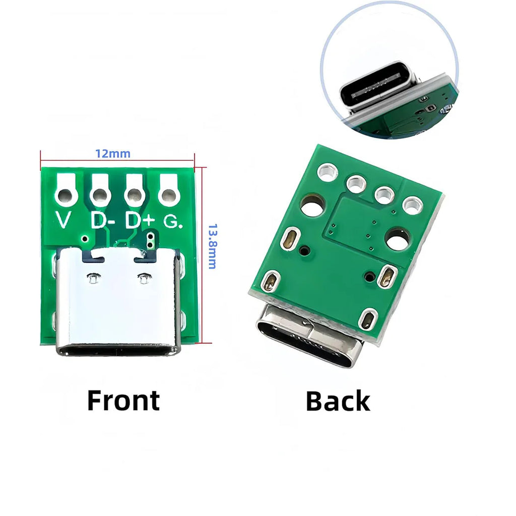 USB 3.1 Type C Connector Board DIY Serial Basic Breakout Female Connector USB Type C Breakout Board with PCB Converter Board