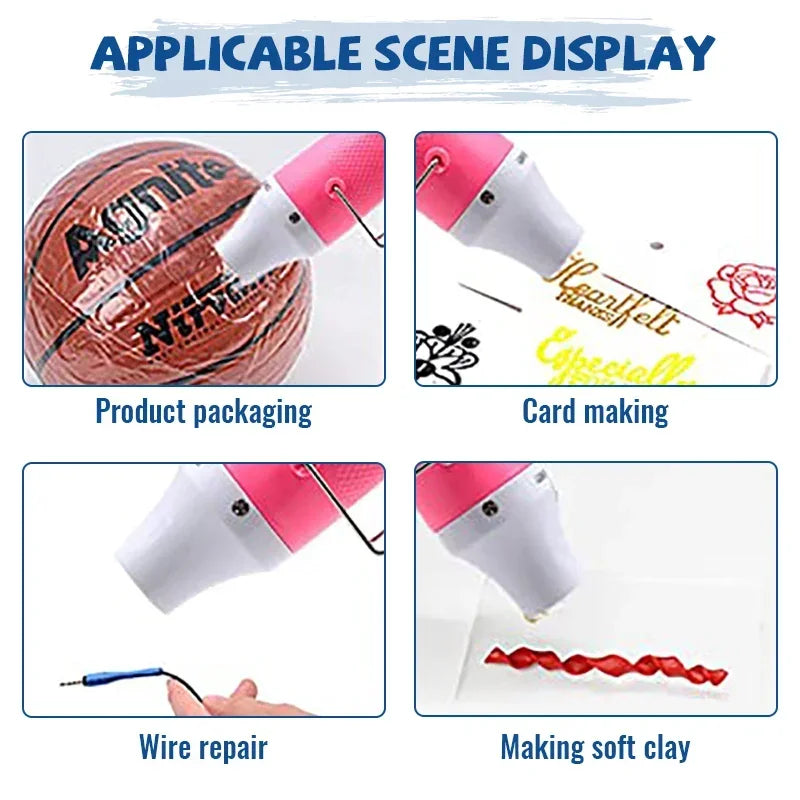 Hot Air Gun 220V Electric Power Hot Dryer Mini Heat Gun Reliable Soldering Temperature Blower DIY Crafts Shrink Tubing Car Wrap