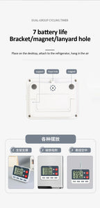 Digital Dual Kitchen Timer with Magnetic Back & Memory Presets, 2 Groups Countdown/Up Stopwatch Timer for Cooking, Baking