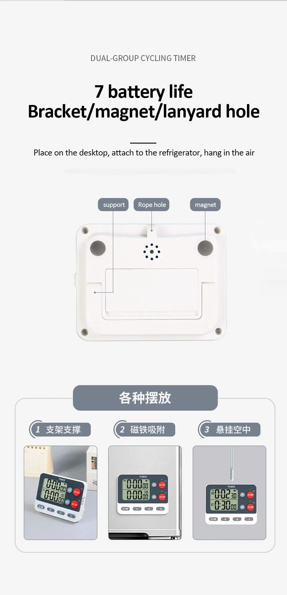 Digital Dual Kitchen Timer with Magnetic Back & Memory Presets, 2 Groups Countdown/Up Stopwatch Timer for Cooking, Baking