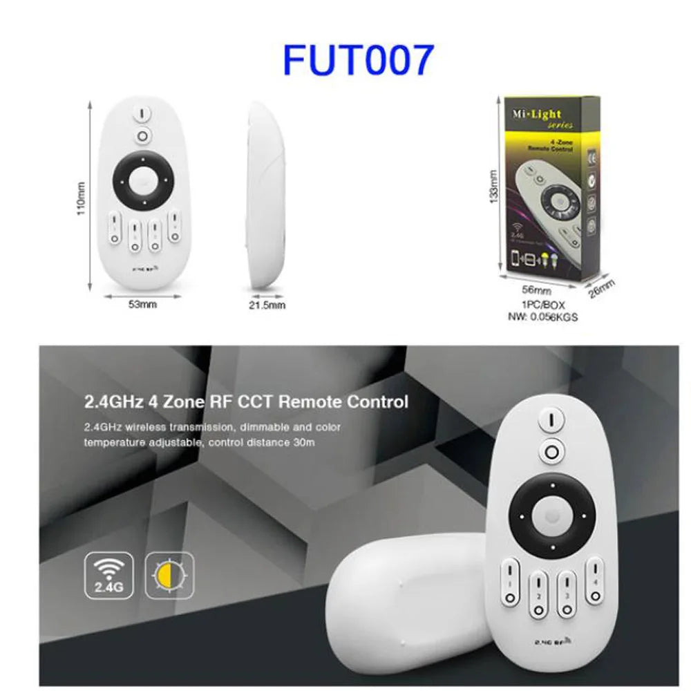 Miboxer Tuya APP Smart Controller WiFi+2.4G FUT035W+ 2in1 FUT037W+ 3in1 DC12-24V Single Color Dual White RGB RGBCCT LED Strip
