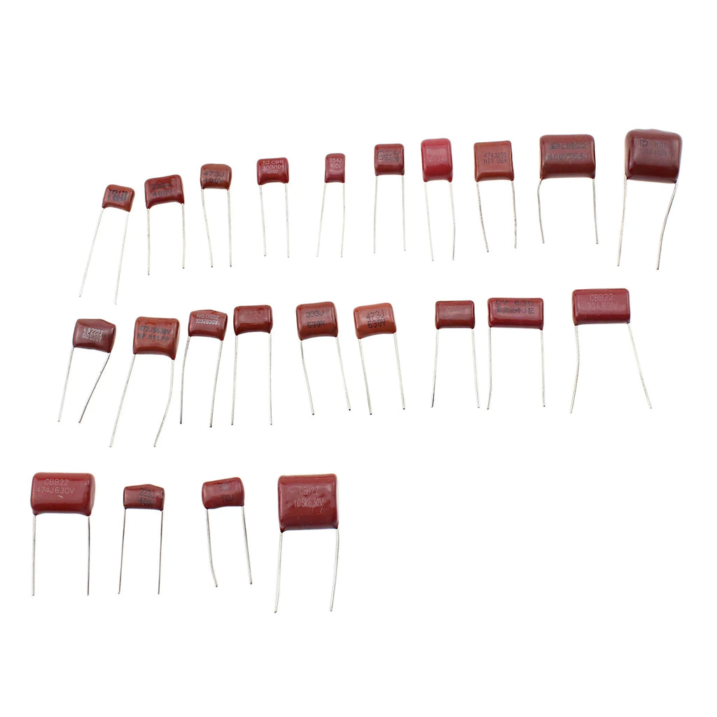 200PCS CBB Capacitor 23 Values 10nF-1000nF 330nF 560nF Metallized Polypropylene Film Capacitors DC 103J 334J 105J Assortment Kit