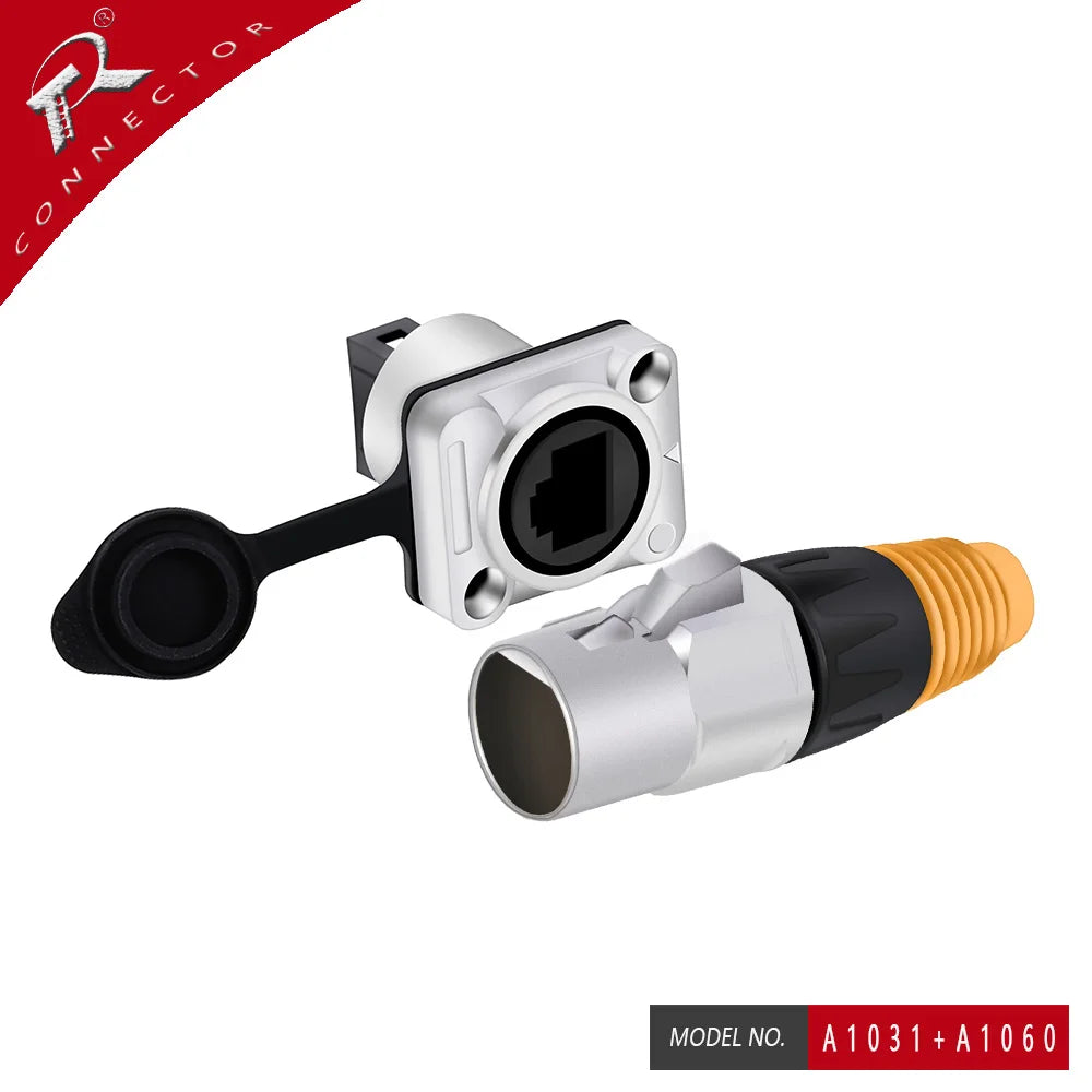 10pcs Waterproof D type RJ45 Connector Female to Female Socket Metal Shell Chassis Panel Mount Network Ethernet RJ45 Adapter