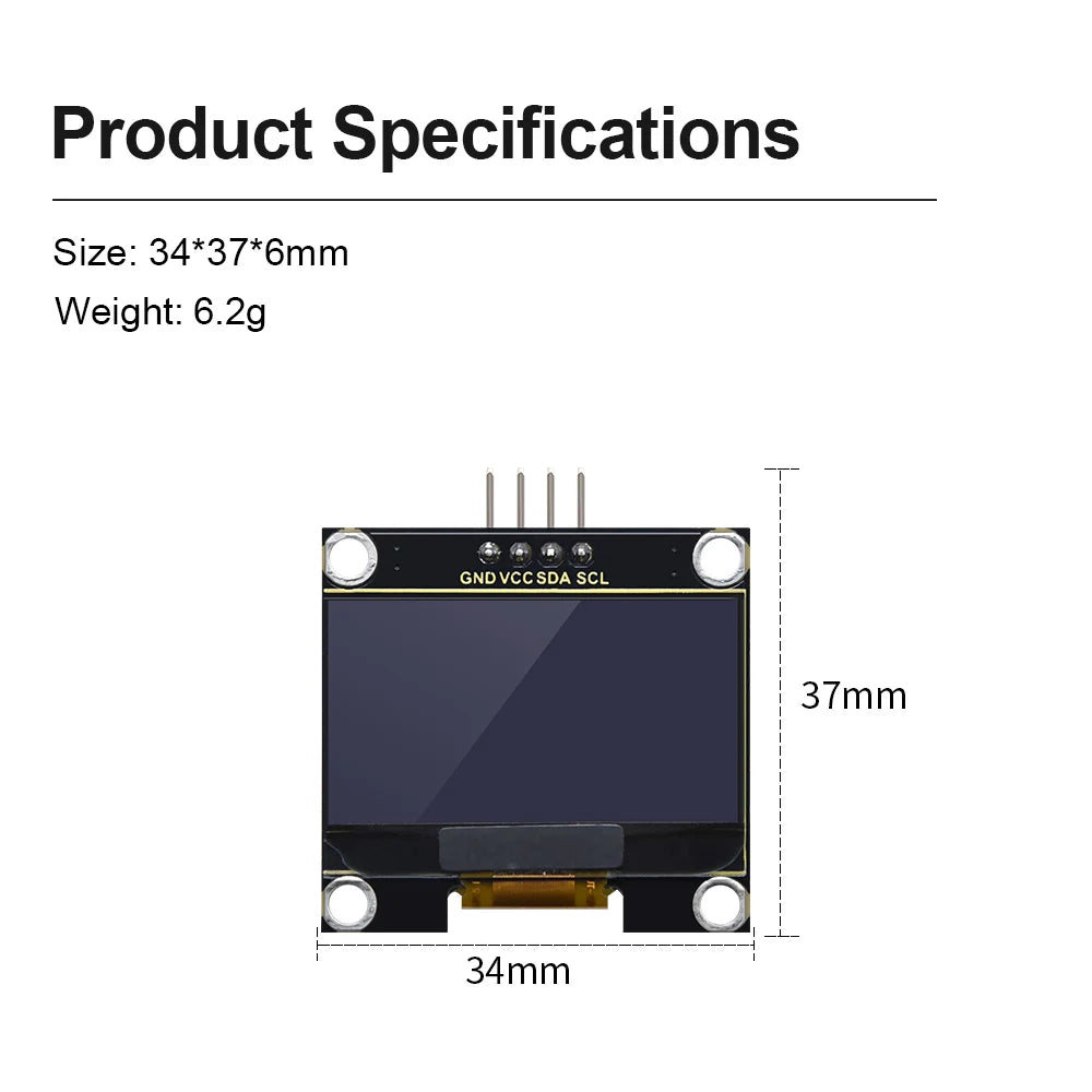Keyestudio 0.96/1.3-inch OLED Module LCD Display 128x64 With IIC Ports 12C Serial LCD Panel With Baseboard For Arduino