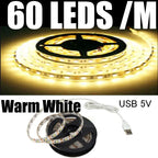 5M USB LED Strip Light 5V 3528 1 Meter 5 Meter White Warm White Pink Green Blue Red SMD RibbonKitchen Light Under Cabinet Lamp