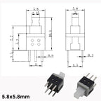 (10-100PCS) Micro Tact Push Button Switch Self-Lock/Reset 6Pin 5.8x5.8mm 7x7mm 8x8mm 8.5x8.5mm for PCB Repair/Electronics DIY