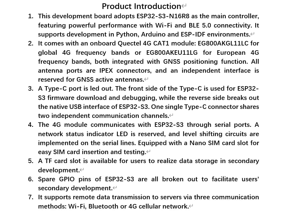 Esp32-S3 4g Lte Global Communication Cat1 Module Quectel Eg800Akgl11Lc Development Board European Gps Positioning Version