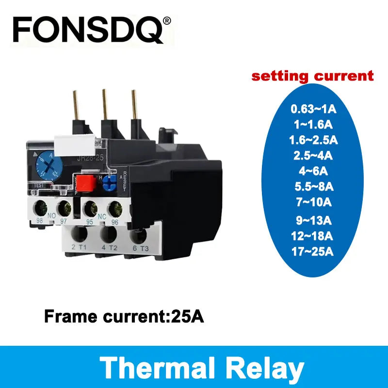 JR28 25A Thermal Overload Relay LR2-13D Adjustable Thermal Relay Electrical Relay Temperature Overload Thermal Protector