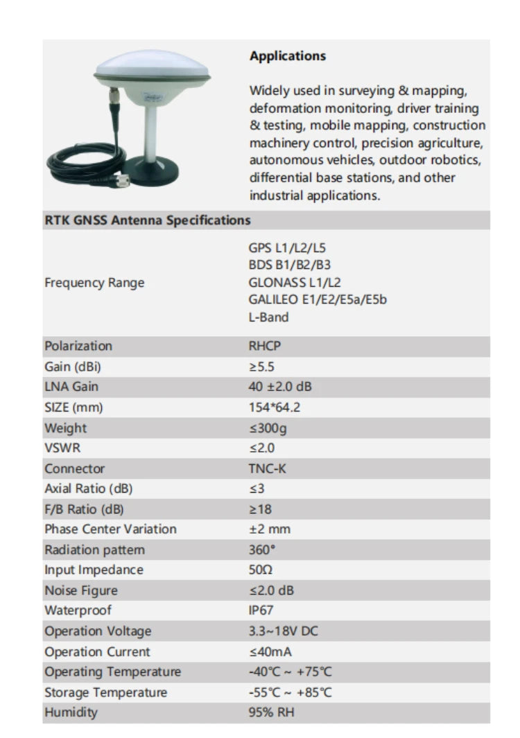 RTK UM980 High Accuracy Multi-Frequency Unicore GNSS Module VS F9P with Antenna for GPS Base Station RTK Receiver Board OEM