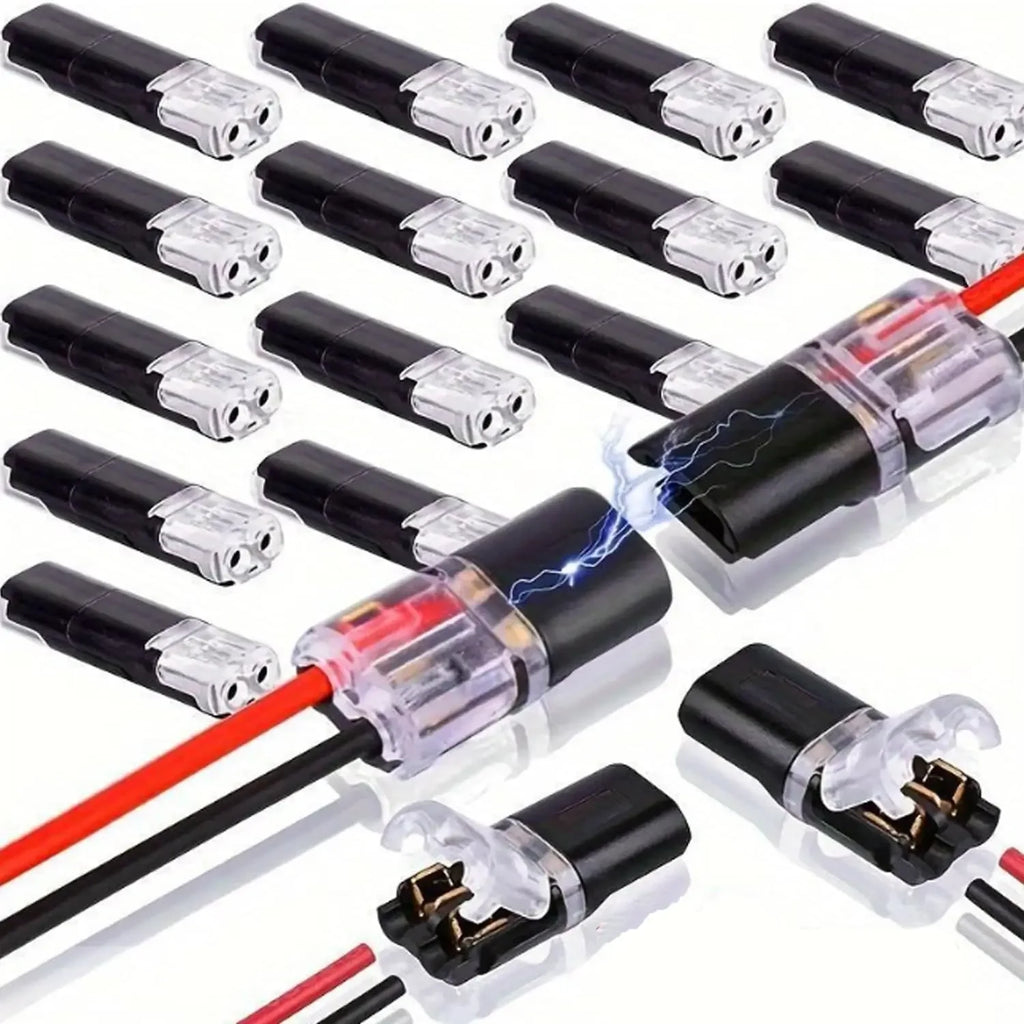 50/1pcs Double-Wire Plug-in Connector with Locking Buckle Pluggable LED Wire Connector 2 Pin 2 Way Universal Compact Wire