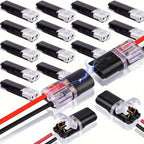 50/1pcs Double-Wire Plug-in Connector with Locking Buckle Pluggable LED Wire Connector 2 Pin 2 Way Universal Compact Wire