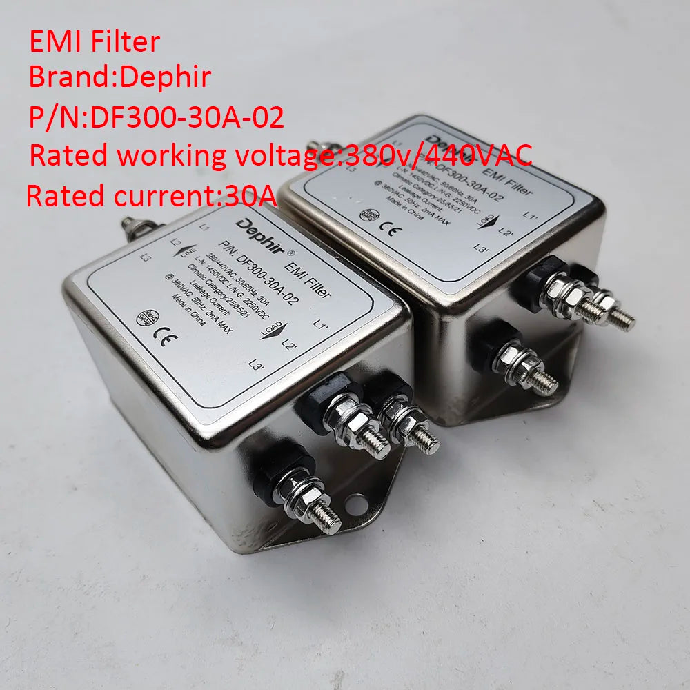 Professional 3 Phase EMI Power Filter 30A 380VAC for laser Engraving Machine cnc router, P/N: DF300-30A-02