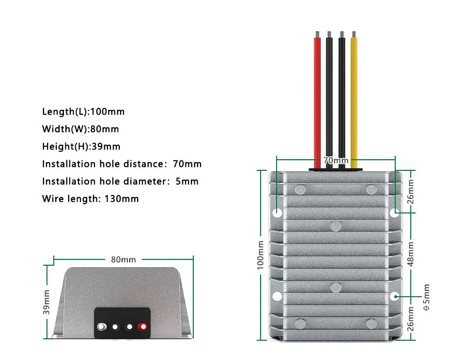 24V to 12V DC Power Converter 36V/48V to 12V Step-Down Module 60V/72V to 12V On-Board Step-Down Converter 15V-90V Inverter