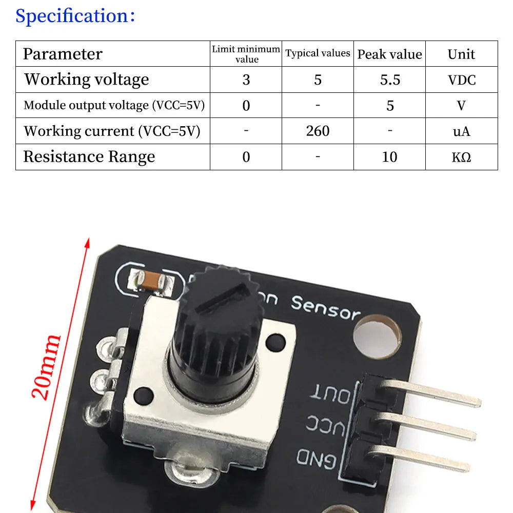 MGQH 360 Degrees Rotary Encoder Module For Arduino Brick Sensor Switch Development Board KY-040 With Pins