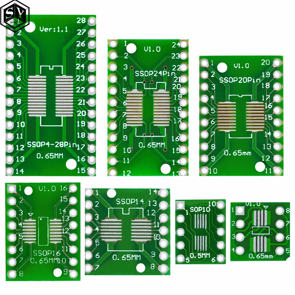 10PCS PCB Board Kit SMD Turn To DIP Adapter Converter Plate SOP MSOP SSOP TSSOP SOT23 8 10 14 16 20 28 SMT To DIP