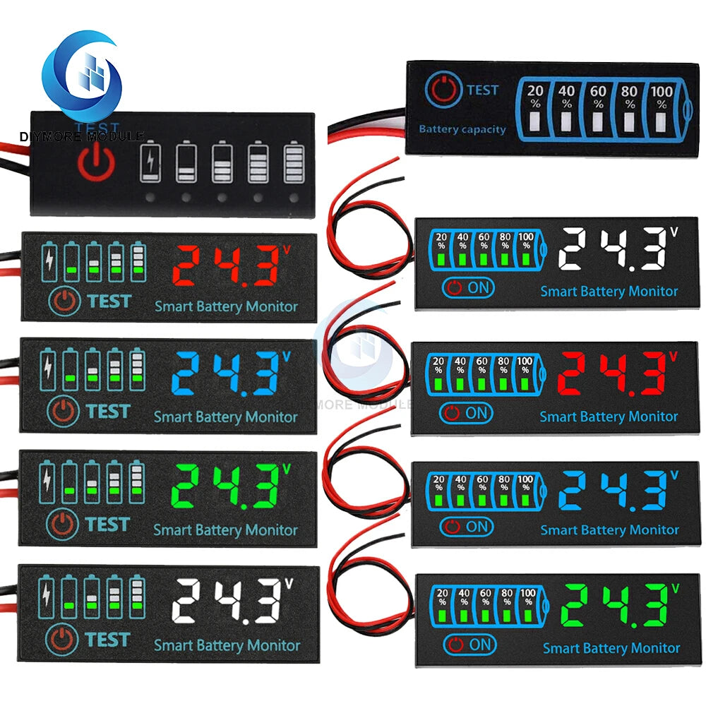 DC 7-55V 1-8S 4165 LED Indicator Voltage Charge Indicator Acid Battery Lithium Battery Universal Battery Charge Indicator Panel
