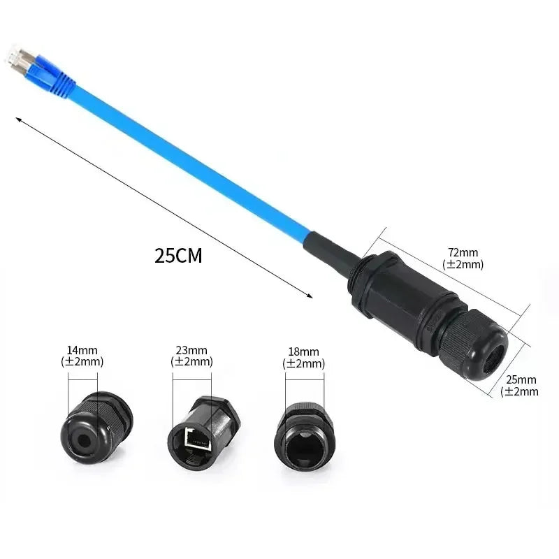 Waterproof RJ45 Network Connector M16/20/22 Cat5e Shield Gigabit Ethernet Line RJ45 DC Crystal Head Outdoor IP68 AP Junction Box