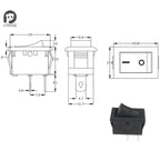 5Pcs Black Push Button Mini Switch 2Pin Snap-in On/Off Rocker Switch With Waterproof Cover
