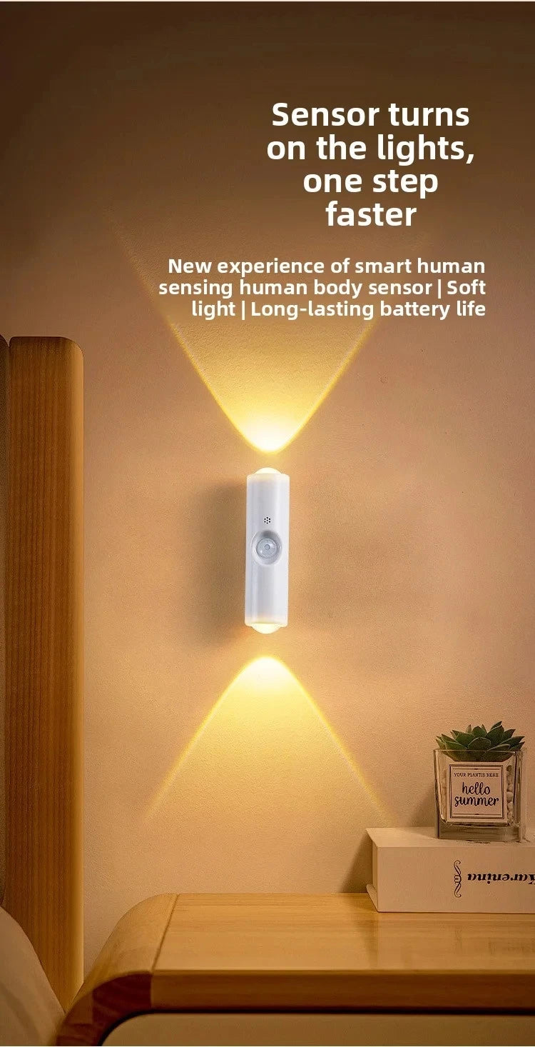 LED Night Light with Motion Sensor RGB Gradient Ambient Light Dimmable Magnetic Stair Lamp for Entryway Bedside Desk Wardrobe