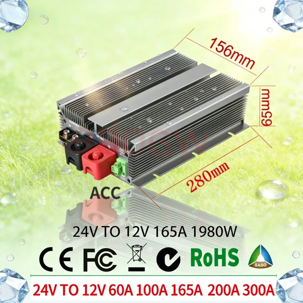24V TO 12V 100A -300A DC DC Step Down Converter Regulator Voltage Output Power Supply Module for Cars Solar Reducer Module ROHS