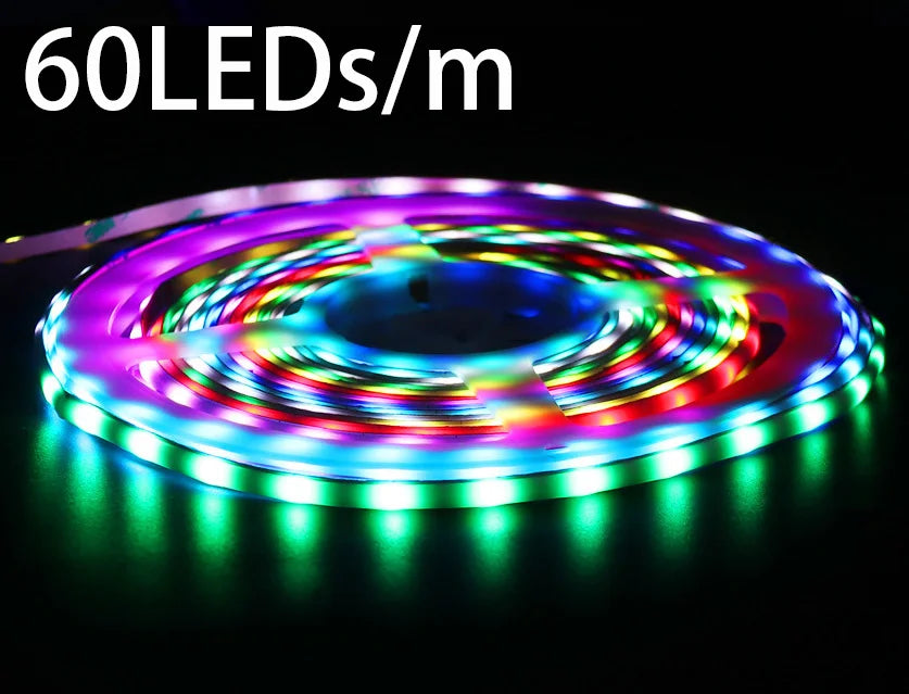 12V 5V SPI RGB PixelCOB LED Strip Light For Carft DIY Decor Gamer 160LED/m Addressable 5mm Dream Color WS2812B LED Tape RGB-IC
