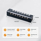 Screw Terminal Block TB Series Dual Row Barrier Strip 3/4/5/6/8/10/12P 15A 25A 45A 600V Panel Mount Electrical Wire Connector