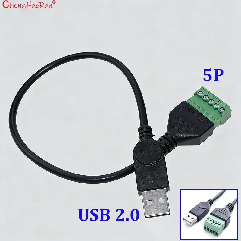 1PC USB 2.0 Female B to 5 Pin Female Bolt Screw Connector Adapter Cable Micro USB Mini USB Type-C Male with Shield Terminal Plug