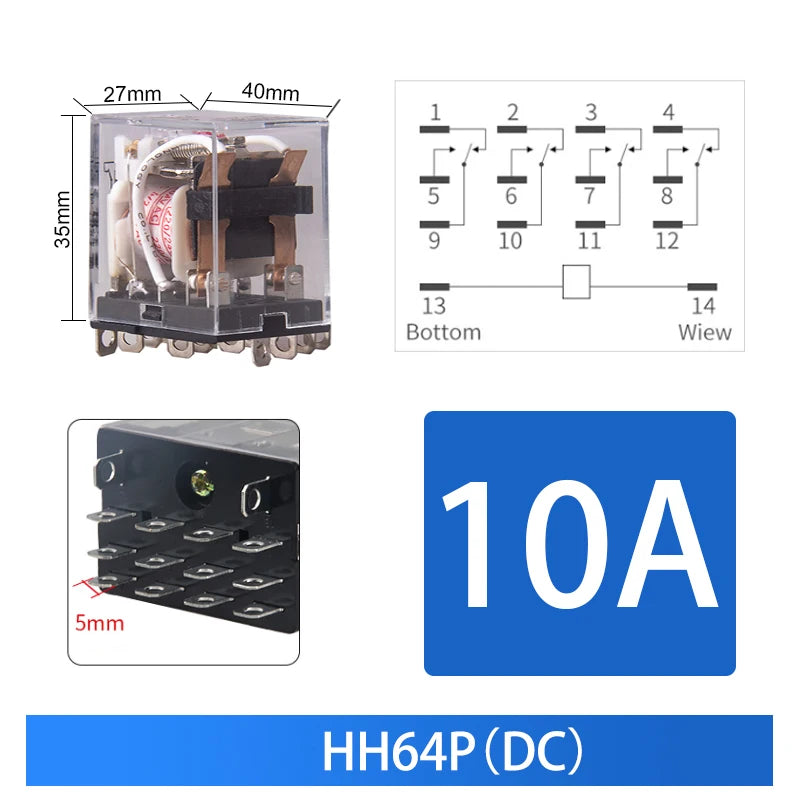 10pcs Small Intermediate Relay AC 220V DC C24 HH52P HH53P HH62P HH63P LED  General Mini Electromagnetic Relay Wholesale