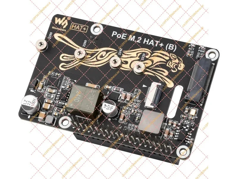 Waveshare PoE M.2 HAT+ (B) for Raspberry Pi 5 | High-Speed NVMe SSD PCIe Adapter with Ethernet Power