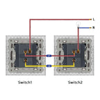 JHJCH - 1 Gang 1/2 Way Stair Switch, Tempered Glass Panel, Rocker Light Switch, On / Off Switch, Toggle Wall Switch