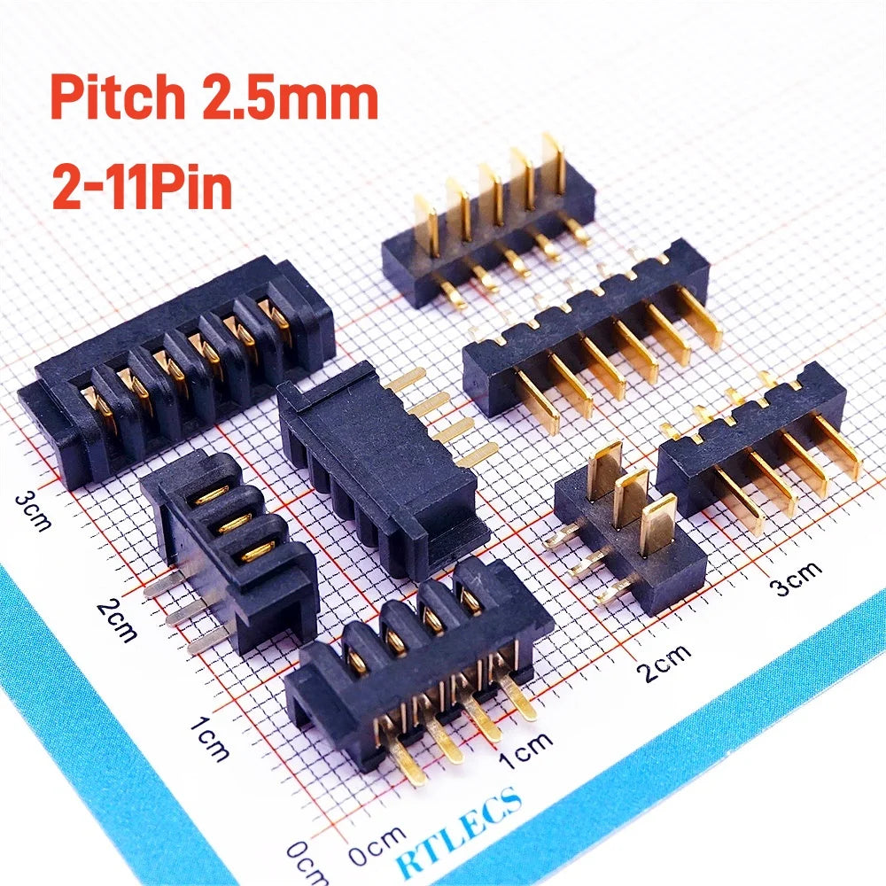 5/20 Pcs Pitch 2.5 MM 8 Positions Female Blade Socket Receptacle Male Header Battery Connector Right Angle Through Holes 7A