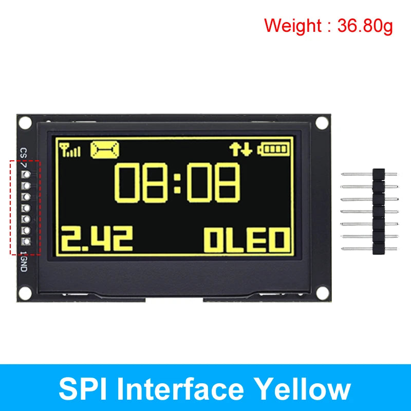 2.42 inch 2.42" OLED Display Module 128x64 LCD HD Screen Module SSD1309 7 Pin SPI/IIC I2C Serial Interface for Arduino UNO R3