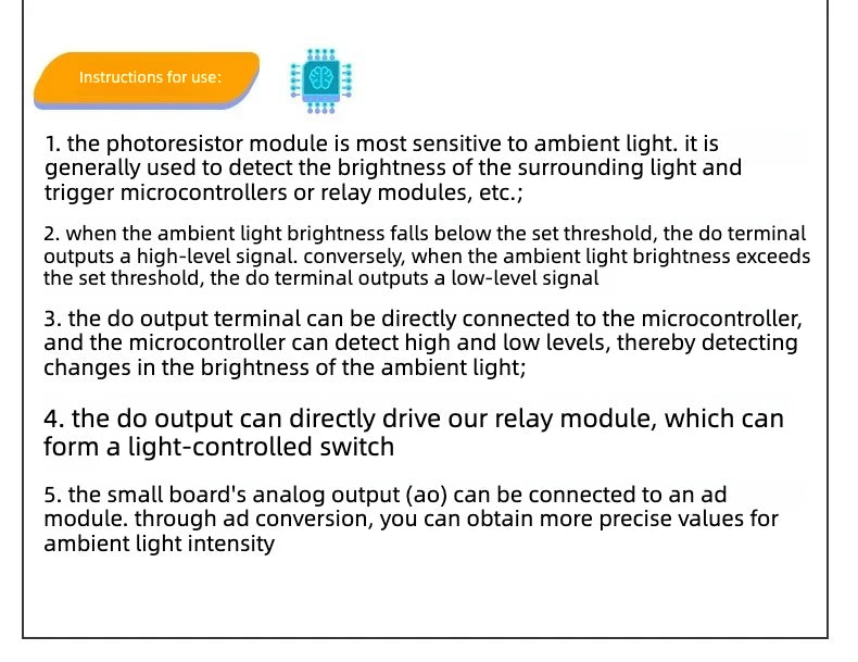 10pcs 3 Pin 4 Pin Photoresistor Sensor Module Light Detection LDR for Arduino Light Control Switch DIY