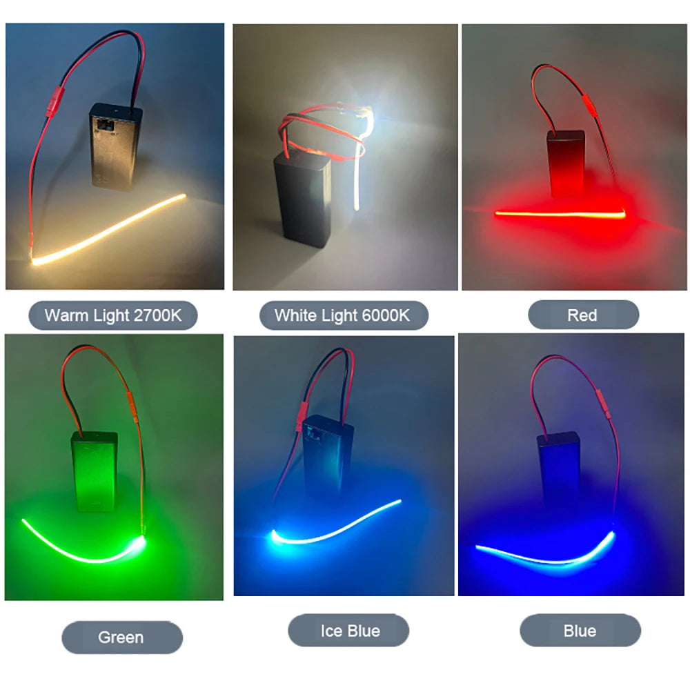 3V 110mm 190mm 300mm LED COB Filament Flexible Battery Lamp White Green Ice Blue Pink Retro Edison Bulb Parts LED Diode Decor