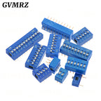 10PCS 2.54mm DIP Switch Red Blue 1 2 3 4 5 6 7 8 9 10 12 PIN PCB Mounted Toggle Code Switch ON OFF Selector for Circuit Board