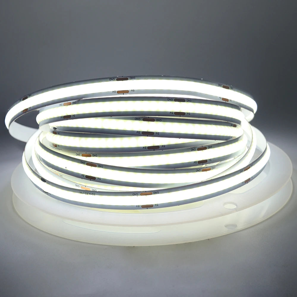 DC5V USB COB Led Strip Light White/Pink/Red/Yellow/Ice Blue/Green 8MM 320LEDs/M Flexible Night Light for Home Decor TV Backlight