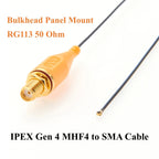I-PEX Gen 4 MHF4 to SMA Female Bulkhead Panel Mount Cable RG113 50 Ohm Low Loss RF Coaxial Pigtail Extension Antenna Cable