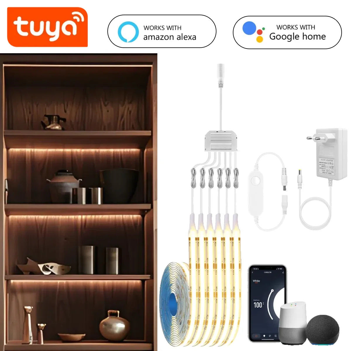 TUYA Smart COB LED Group Lighting Set 1-6PCS Work With Alexa Echo Plus Google Assistant APP Voice Control For Cabinet Showcase